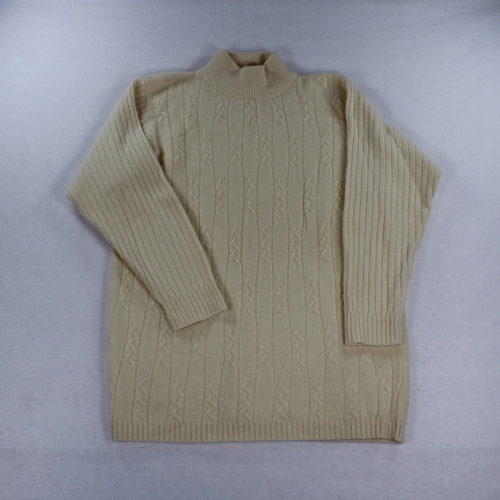 Vintage Petite Sophisicate Angora Lambswool Cable Knit Mock Neck Sweater Small